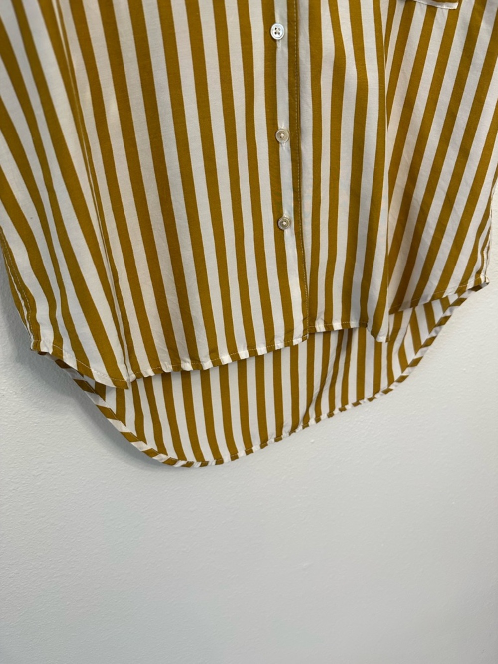 AYR Striped Button-Down Shirt in Mustard and White Size Small - Picture 4 of 8